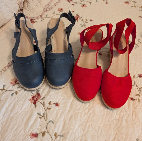 Dream Pairs Shoes - 2 Pair Women’s Navy & Red Espadrilles - Size 6.5